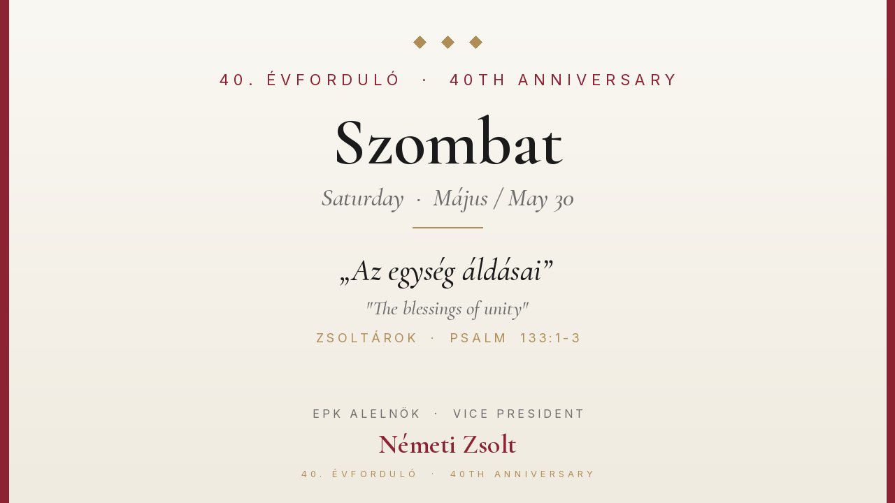 Szombat reggel - 40. évforduló - Saturday Morning - 40th Anniversary